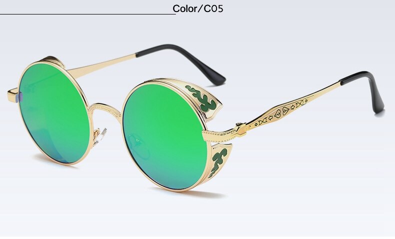 Steampunk Gothic Round Sunglasses – UV400 Polarized