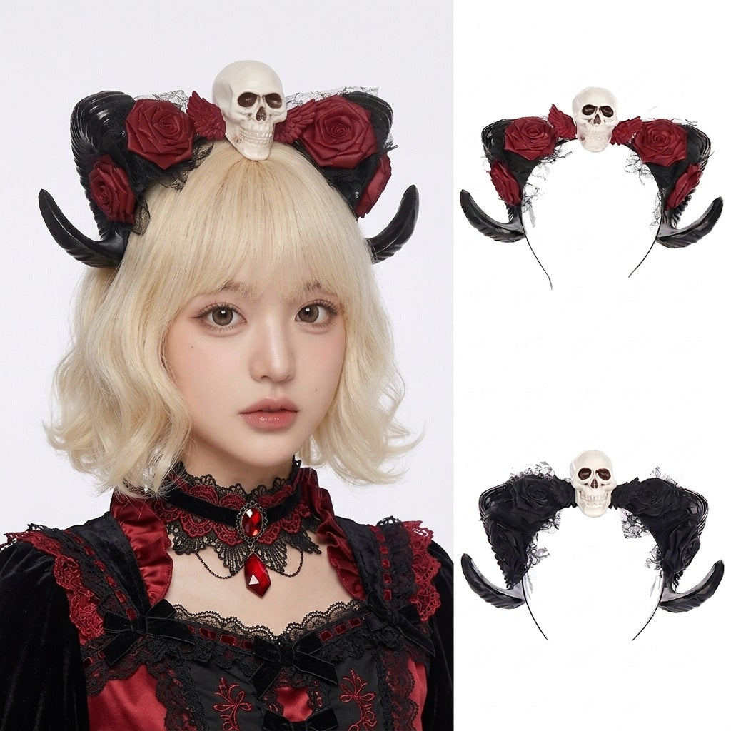 Gothic Dark Horn Headband | Skull Devil Hair Accessory for Halloween & Cosplay