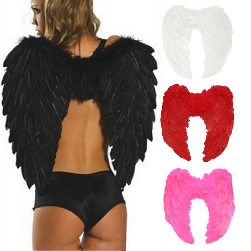 Adult Feather Angel Wings | Halloween Cosplay & Fairy Costume Prop | 4 Colors