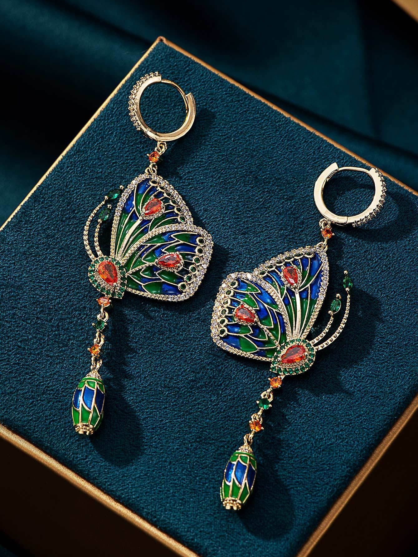 Butterfly Diamond Long Earrings