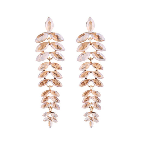Diamond Leaf Flower Earrings