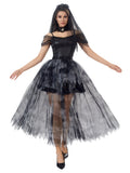 Gothic Ghost Bride Witch Dress Set | Sexy Strapless Dress with Veil & Neckwear