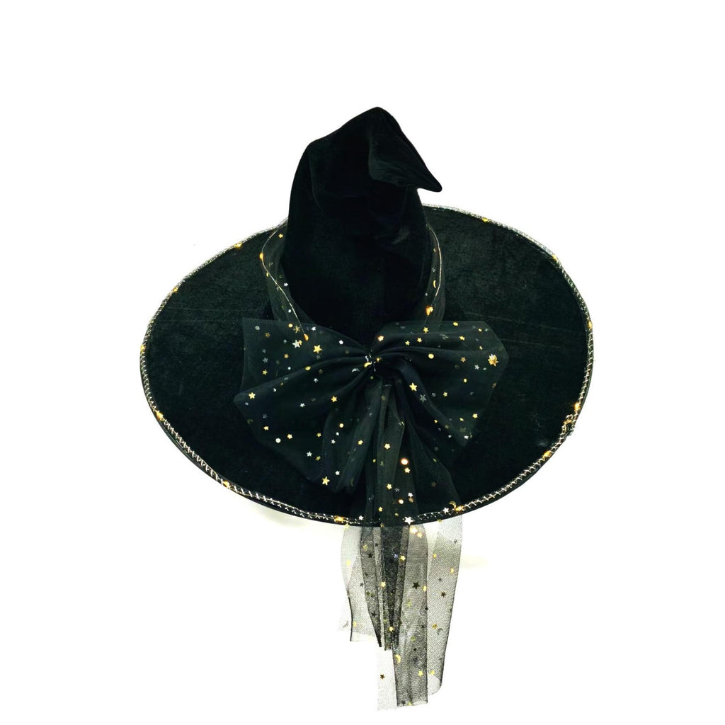 Light-Up Black Velvet Witch Hat