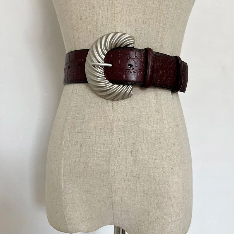 Genuine Leather Wide Waist Belt — Dark Romantic Corset Style