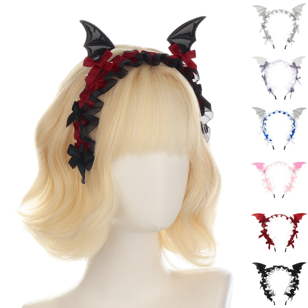 Gothic Bat Lace Headband | Dark Lolita Hair Accessory for Halloween & Cosplay