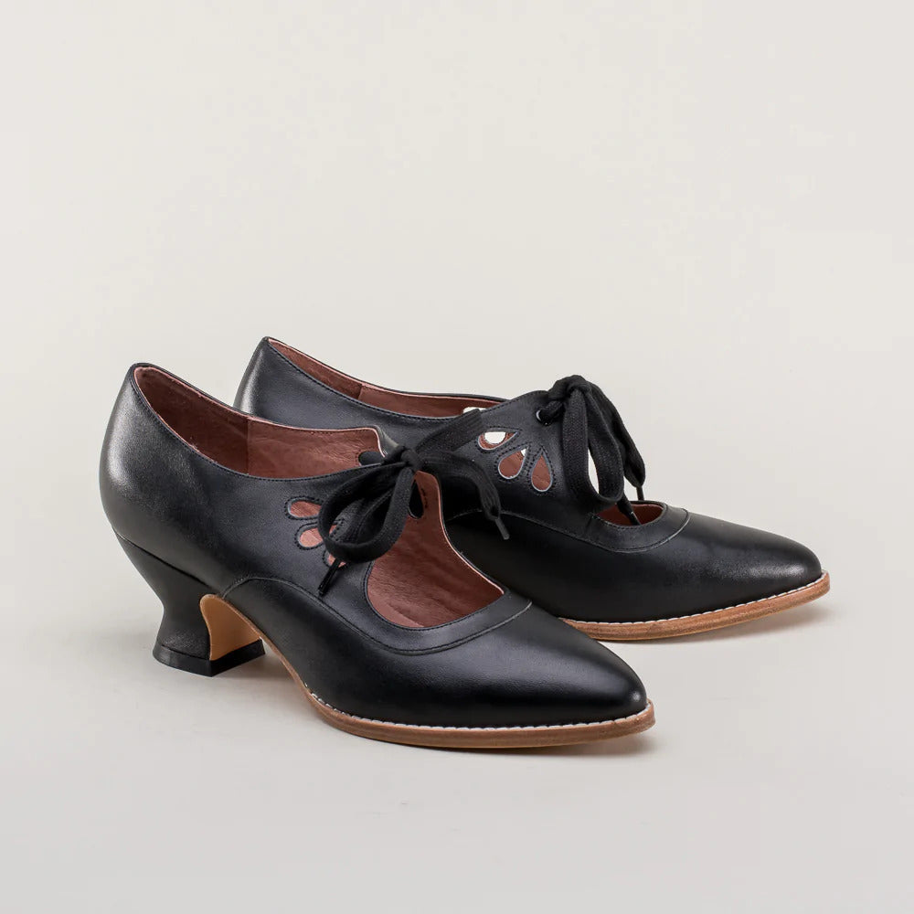 Hollow-Out Lace-Up Heeled Shoes | Faux Fur, Wide Sizes 35–43