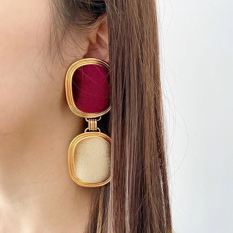 Double Square Clip Earrings