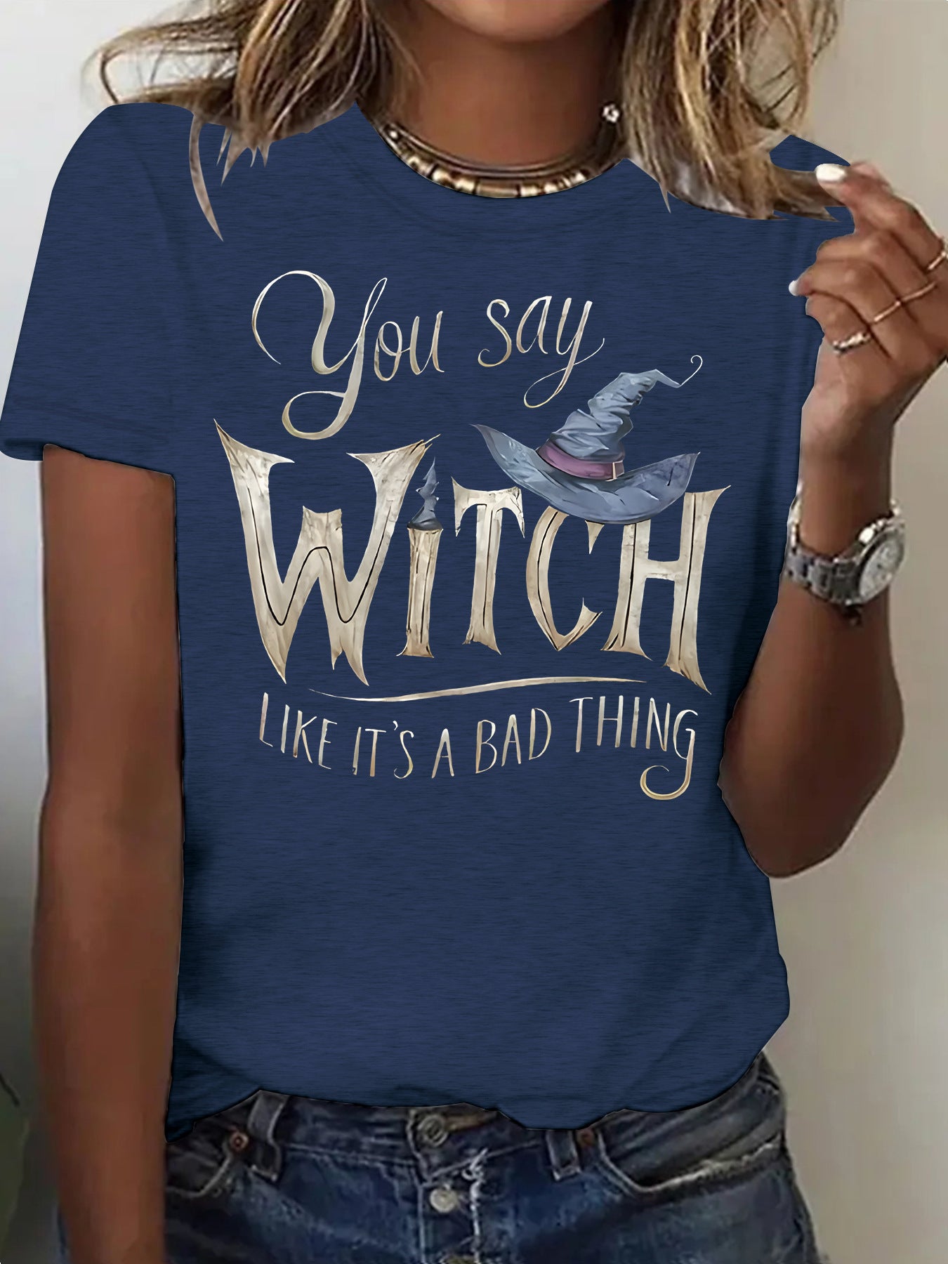 Printed Witch Halloween Short Sleeve Tee