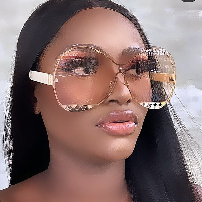 Gradient Five-Star Hollowed Metal Runway Sunglasses | Fashion Trend Eyewear | 7 Color Ways