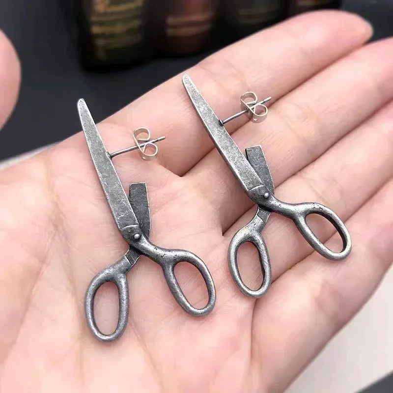 Gothic Scissors Stud Earrings – Punk Unisex