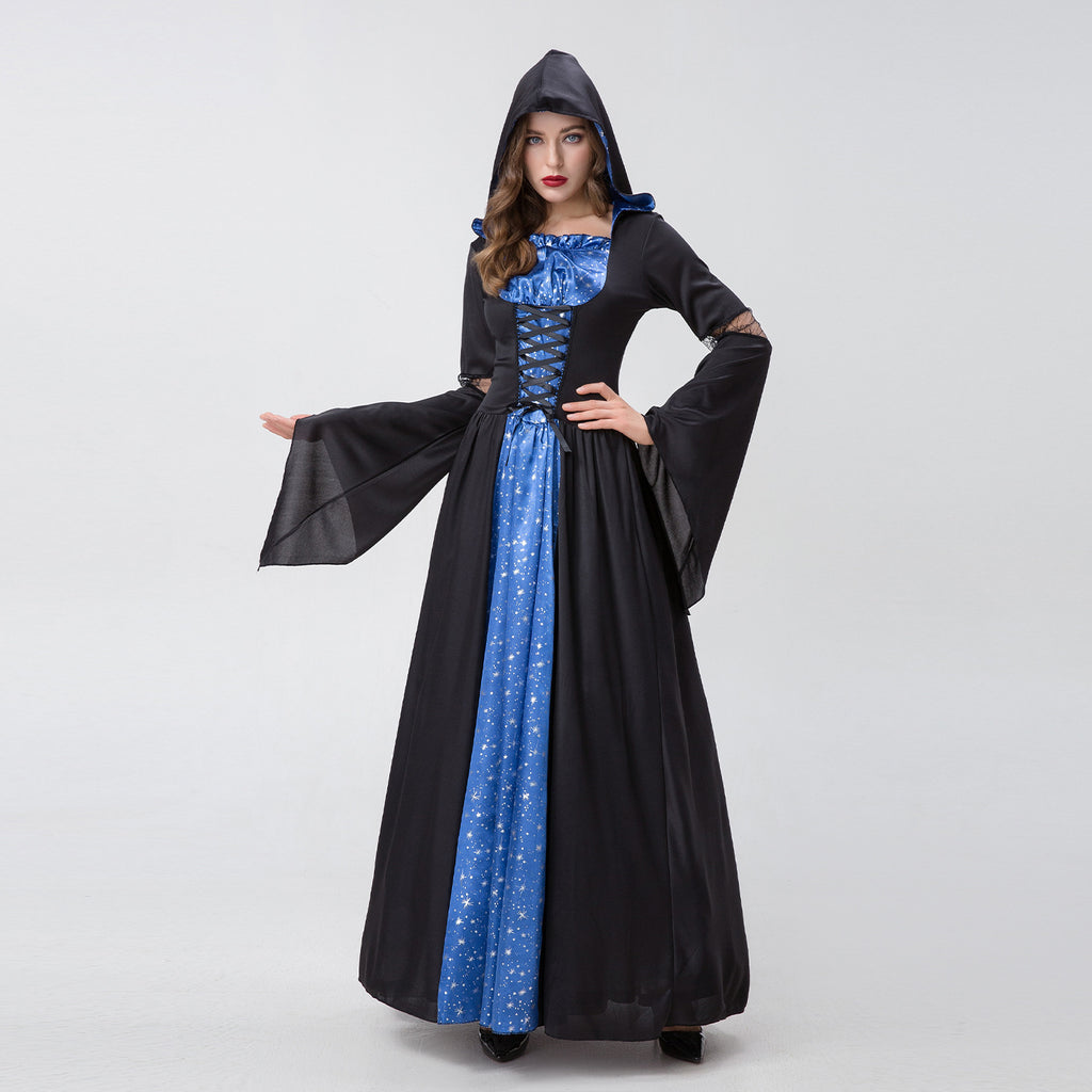Gothic Witch & Death Halloween A-Line Dress | Long Sleeve Costume