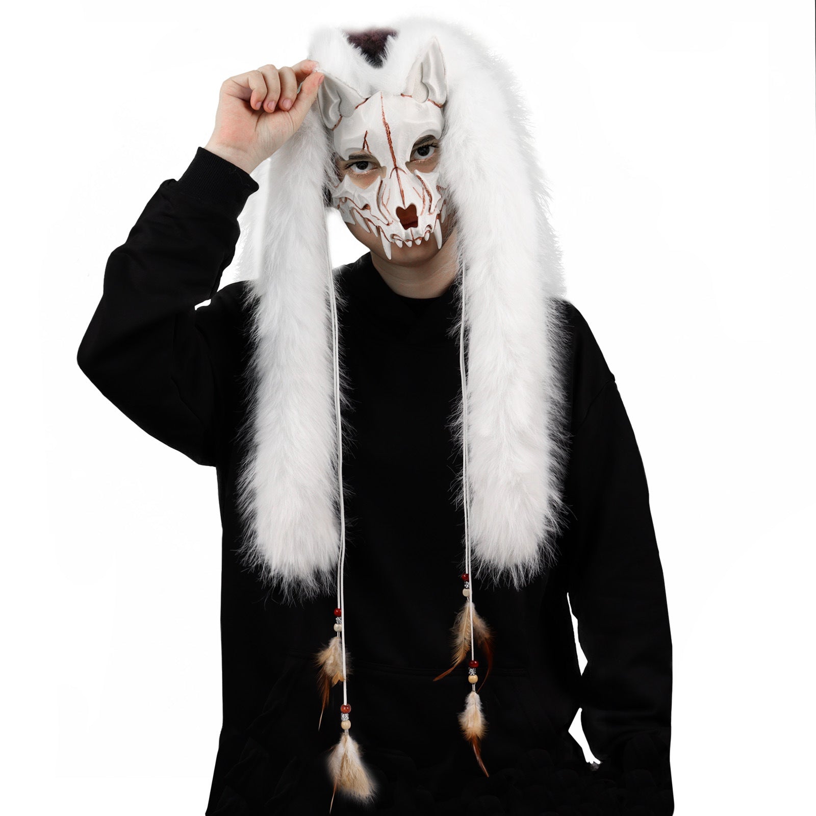 Faux Fur Fox & Werewolf Mask | Viking Animal Headwear | Halloween Cosplay | 6 Colors
