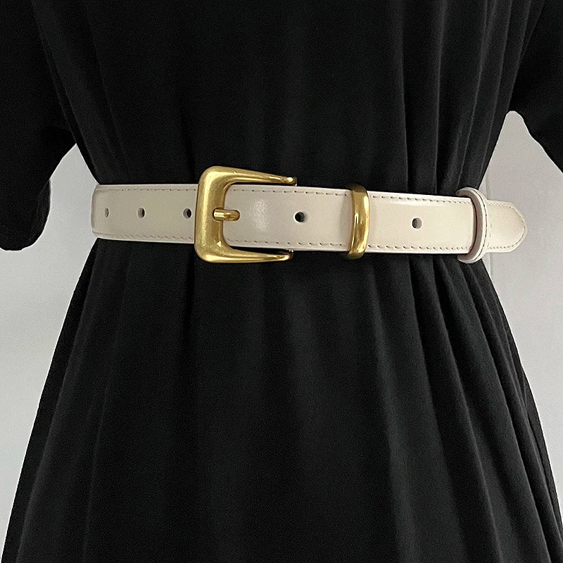 Women's Runway Fashion Genuine Leather Cummerbunds Female Dress Corsets Waistband Belts Decoration Narrow Belt