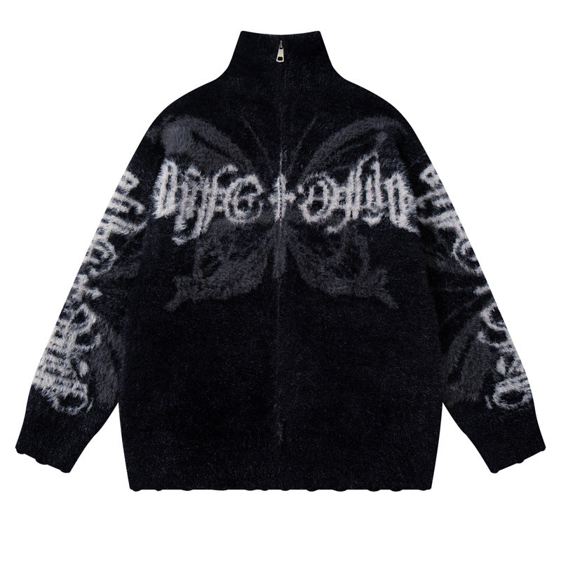 Gothic Butterfly Jacquard Knit Cardigan