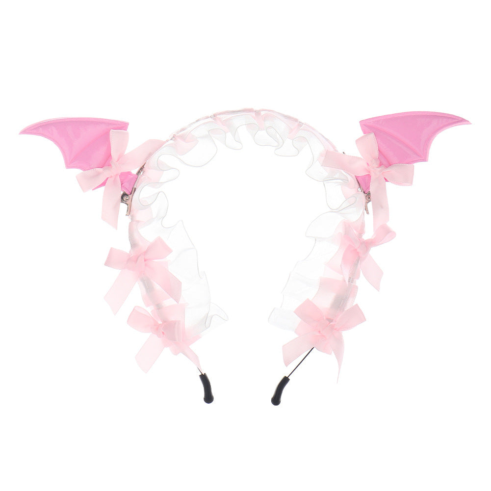 Gothic Bat Lace Headband | Dark Lolita Hair Accessory for Halloween & Cosplay