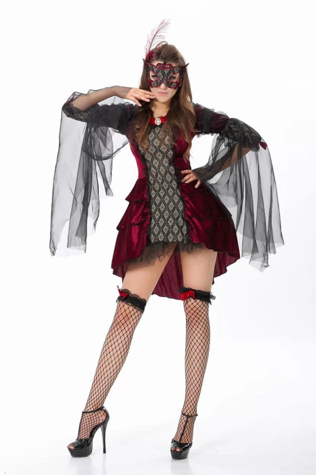Vampire Gothic Queen Lace Dress | Halloween & Party Performance Costume