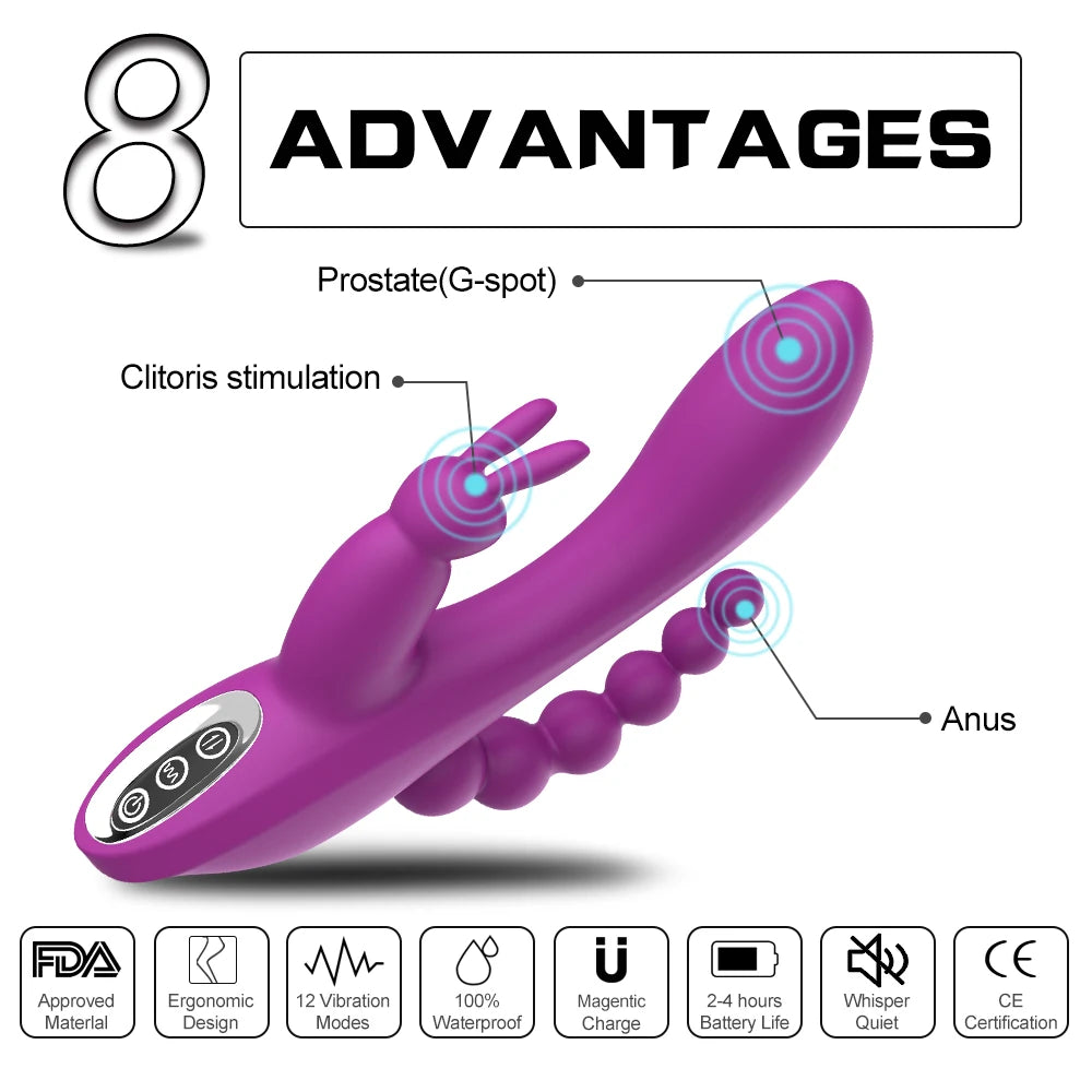 Triple Pleasure Rabbit Vibrator