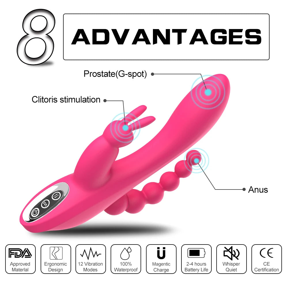 Triple Pleasure Rabbit Vibrator