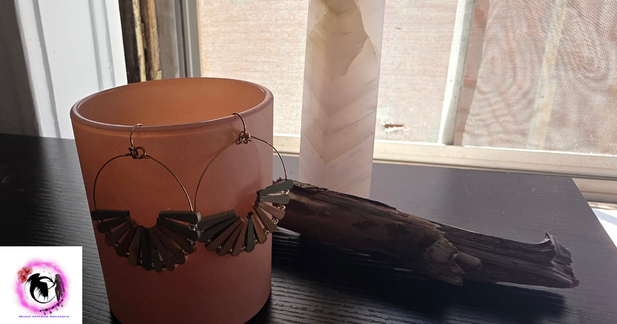 The Natural Code: Geometric Wooden Hoop Earrings