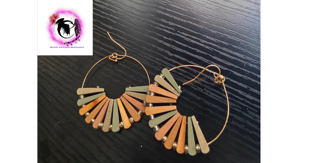 The Natural Code: Geometric Wooden Hoop Earrings