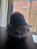 Handmade Crochet Whimsical Gnome Plushie – Deep Teal & Lavender White