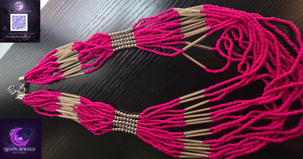 Vintage Hot Pink Multi-Strand Statement Necklace