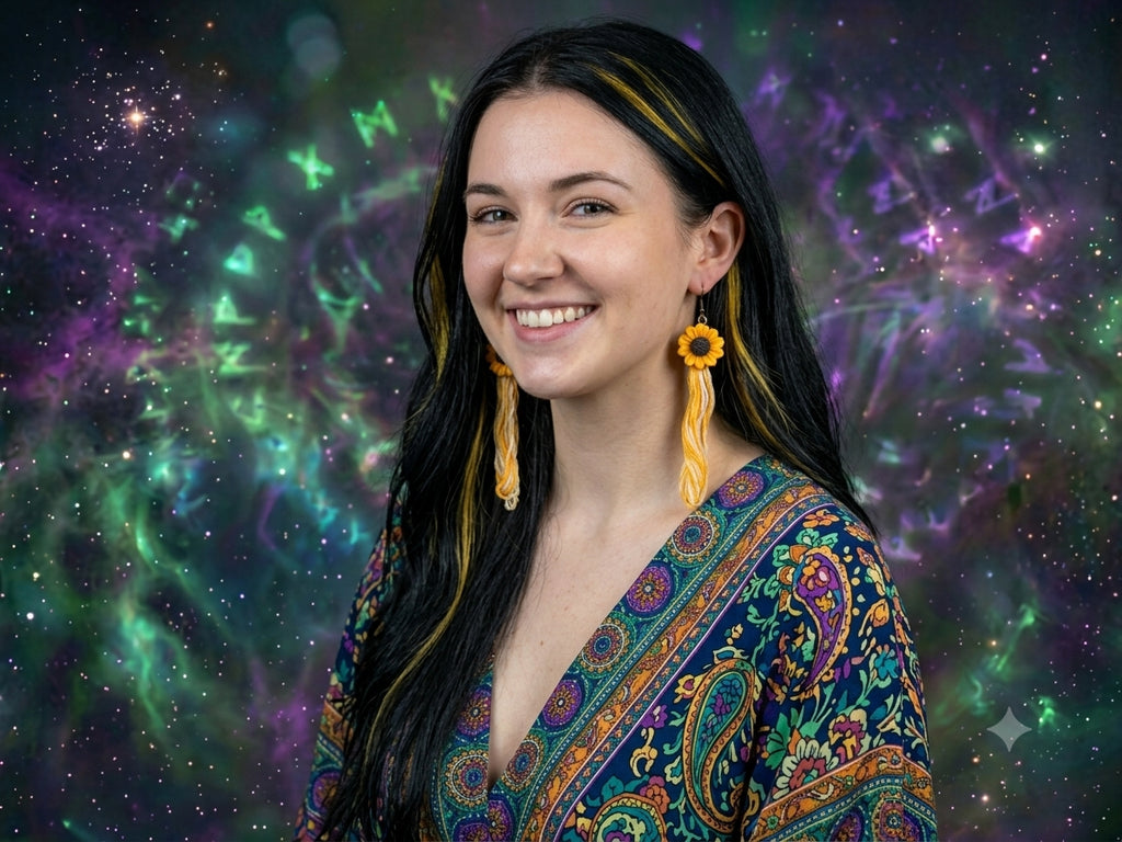 🌻 Solar Radiance Sunflower Fiber Dangle Earrings